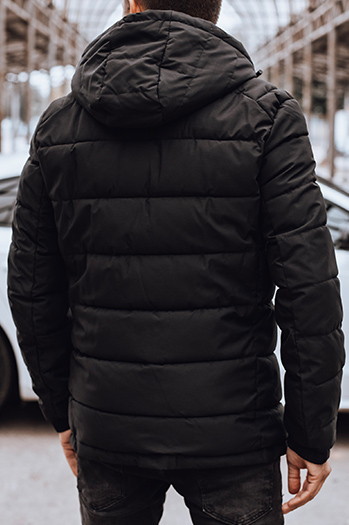 Férfi steppelt télikabát kapucnival fekete Dstreet TX4892