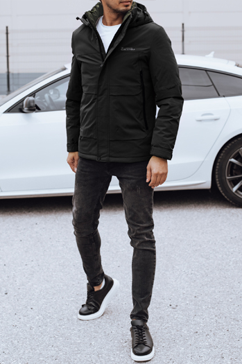 Férfi télikabát kapucnival fekete Dstreet TX4908