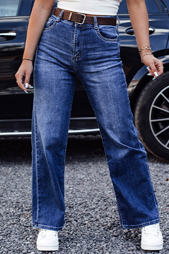 Női RETROFIT baggy farmer nadrág övvel szett kék színben Dstreet UY2233