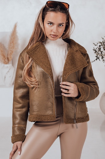 Női SOFTSTILL szarvasbőr kabát camel báránybőrrel Dstreet TY4747 TY4747