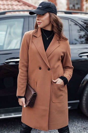 Női oversize LINNORE hosszú camel kabát Dstreet NY0703