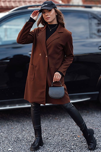 LINNORE női oversize kabát hosszú csokoládé Dstreet NY0705