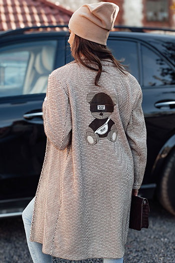 Női oversize kabát TEDDSTYLE bézs Dstreet NY0724