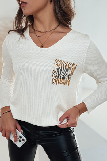 GLAMFOLD női oversize pulóver ekrü nyomattal Dstreet MY2345