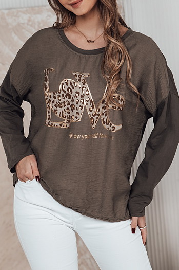 Női egyméretű blúz LOVEGLOW sötét barna Dstreet RY2698