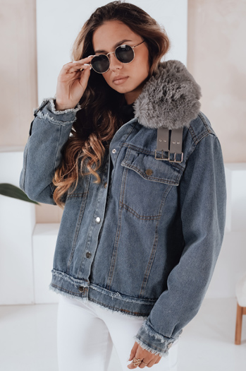 Női FURDENIM farmer dzseki szőrmével világoskék Dstreet TY4755