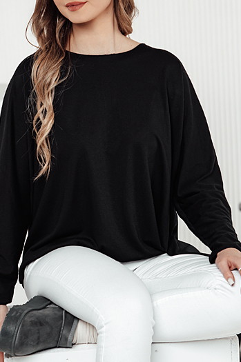 LOOSEFEMME női oversize blúz medállal, fekete Dstreet RY2705