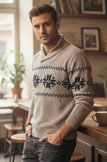 Férfi bézs színű pulóver Dstreet WX2269