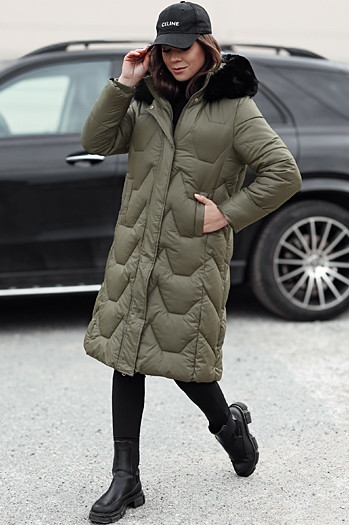 Női télikabát steppelt hosszú WINTERACT zöld Dstreet TY4776