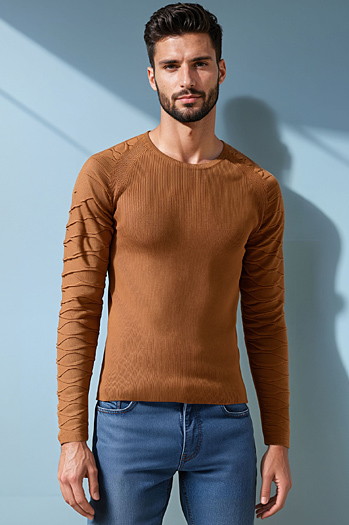 Férfi camel pulóver WX2289