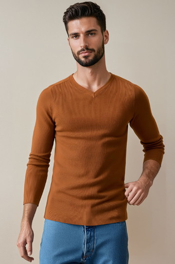 Férfi camel pulóver Dstreet WX2290