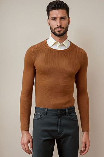 Férfi camel pulóver WX2292