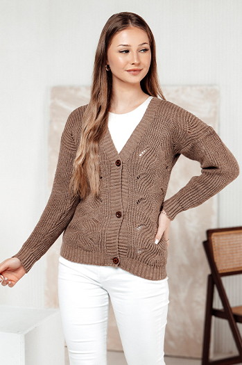 KNITVIA női sztreccs pulóver bézs Dstreet MY2421