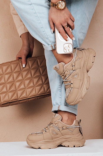 Női tornacipő vastagabb talppal NEWMOVE khaki Dstreet ZY0598 ZY0598
