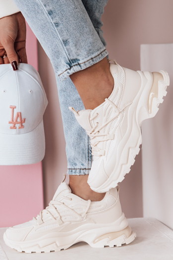 Női tornacipő vastagabb talpú SOFTLACE bézs Dstreet ZY0655