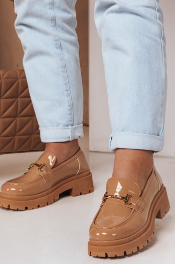 Női lakkozott mokaszinok ELEGANCI khaki Dstreet ZY0676