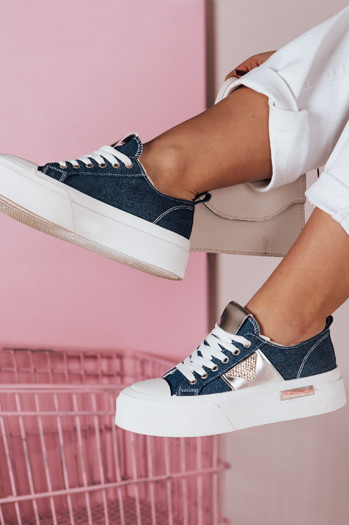 Női platform edzőcipő TRENDIS denim Dstreet ZY0678 ZY0678
