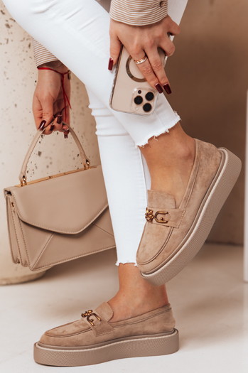 Női platform mokaszinok LOFELIS khaki Dstreet ZY0690 ZY0690