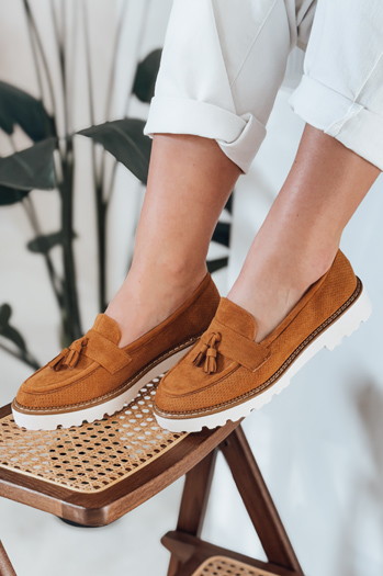 Női áttört VANESSO camel mokaszinok Dstreet ZY0714 ZY0714