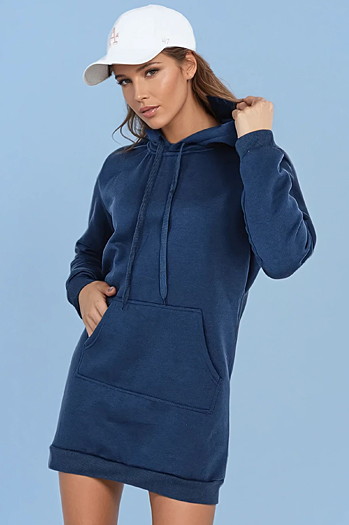 Női hosszú oversize kapucnis pulóver TIMMY sötétkék Dstreet EY2557