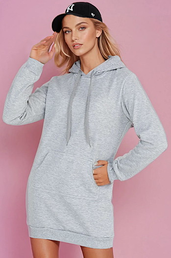 Női hosszú kapucnis pulóver oversize TIMMY világosszürke Dstreet EY2559