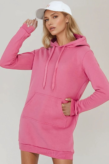 Női hosszú kapucnis pulóver oversize TIMMY rózsaszín Dstreet EY2560