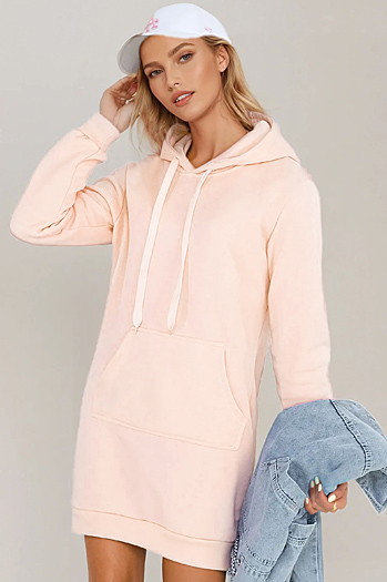 Női hosszú kapucnis pulóver oversize TIMMY rózsaszín Dstreet EY2567