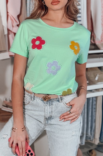 Női virágos póló DAISYLA menta Dstreet RY2743