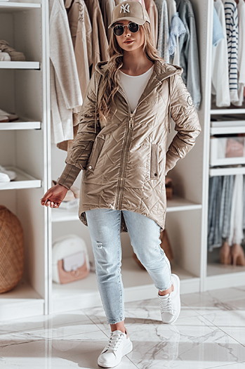 Női átmeneti steppelt dzseki ROSSANA camel Dstreet TY4832