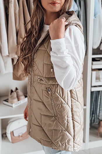 Női átmeneti steppelt mellény OLINVIA camel Dstreet TY4835