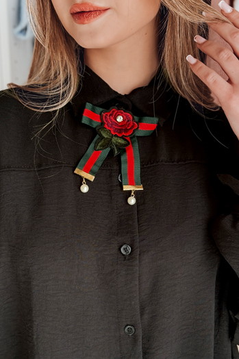 Női oversize hosszú ing masnival LOSANDO fekete Dstreet DY0453
