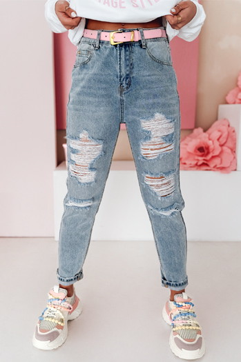 Női farmer mom fit nadrág lyukacsos MOMVIBE kék Dstreet UY2459 Dstreet UY2459