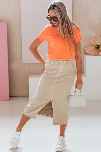 Denim maxiszoknya TELL ME MAXI bézs Dstreet CY0480