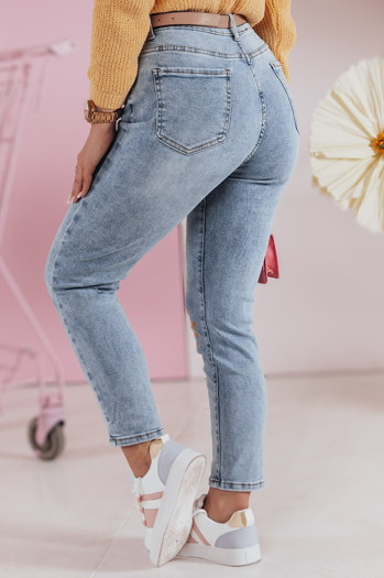 Női farmer slim fit virágos nadrág FLORENSSO kék Dstreet UY2467