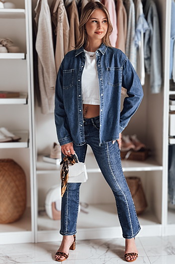 Női oversize farmer ing OVERLLO kék Dstreet DY0454