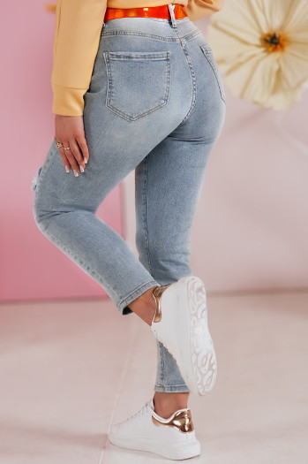 Női farmernadrág slim fit nadrág övvel GIRLHOOD kék Dstreet UY2484