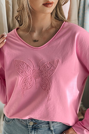 Női egyméretű oversize FLOFLY blúz rózsaszín Dstreet RY2784