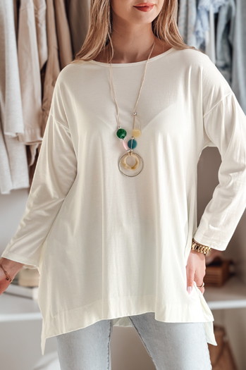 Női vajkrémes oversize blúz medállal COMFILA ecru Dstreet RY2787