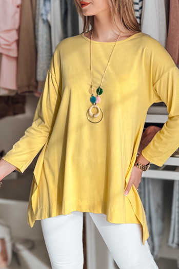 Női vajkrémes oversize blúz medállal COMFILA sárga Dstreet RY2791