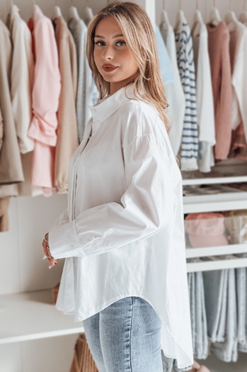 Női oversize ing hosszabb háttal BLUOSIZE fehér Dstreet DY0457