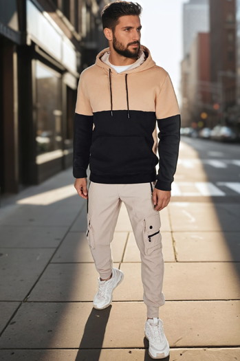 Férfi basic kapucnis pulóver camel színben Dstreet BX5878