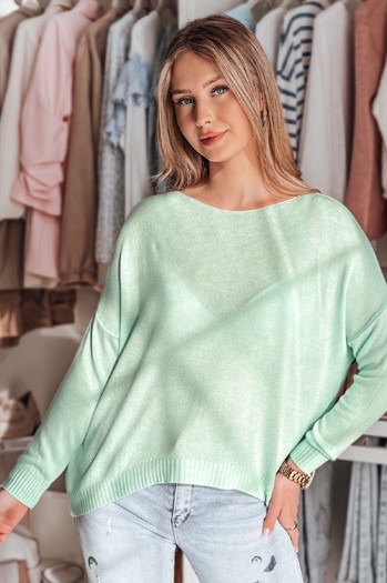 Női egyméretű oversize sima pulóver SENZIA menta Dstreet MY2445