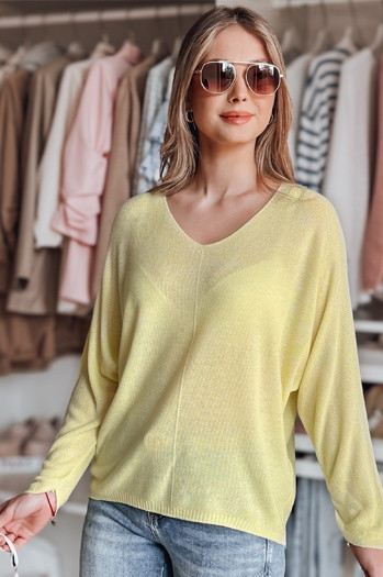 Női egyméretű oversize pulóver NORVAN citrom Dstreet MY2456