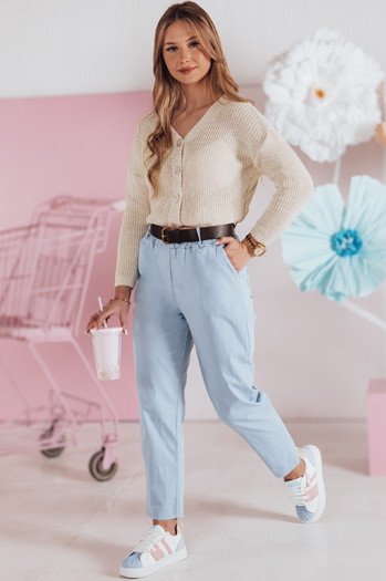 Női pulóver egy méretben oversize bordázott SWEETDREAM ekrü Dstreet MY2457