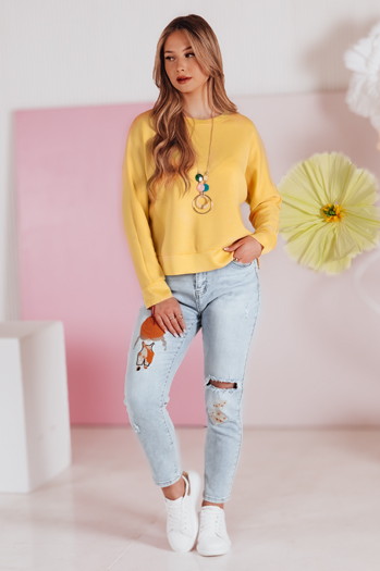 Női vajkrémes oversize blúz medállal NUBISS sárga Dstreet RY2798