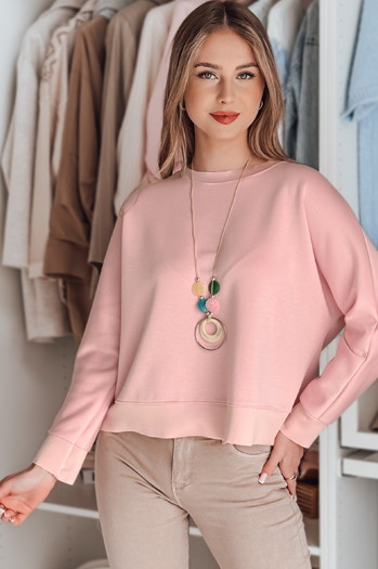 Női vajkrémes oversize blúz NUBISS medállal rózsaszín Dstreet RY2799