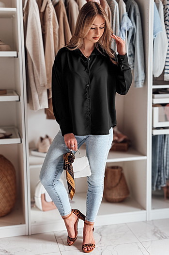 Női egyméretű oversize ing SATINIA fekete Dstreet DY0450