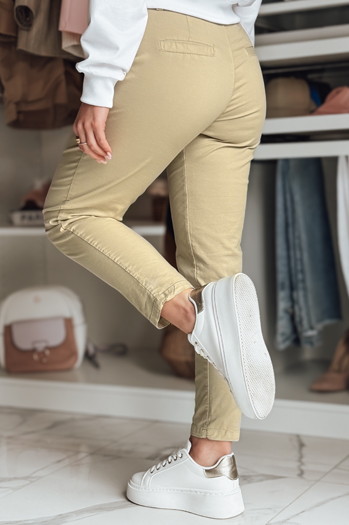 Női chino nadrág övvel MODELA sötét bézs Dstreet UY2571