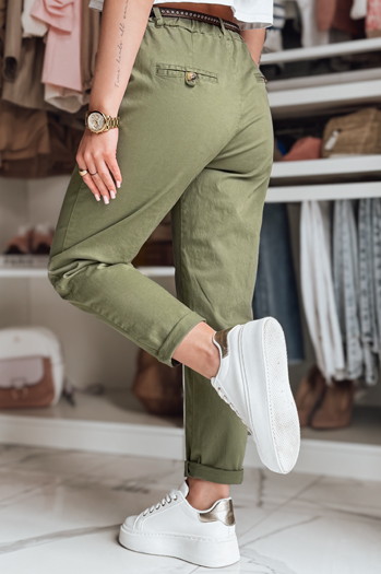 Női chinos nadrág övvel RELCIX khaki Dstreet UY2582