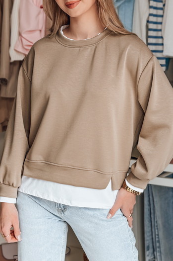 Női oversize LUZZIO mokka színű pulóver Dstreet BY1383